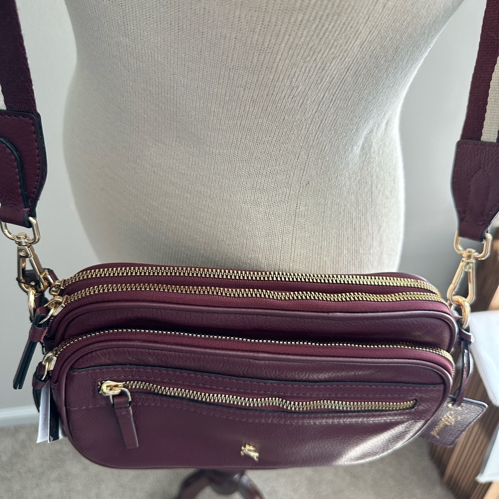 NWT Ashwood Leather Ladies Box Bag in Wine - Picture 5 of 6